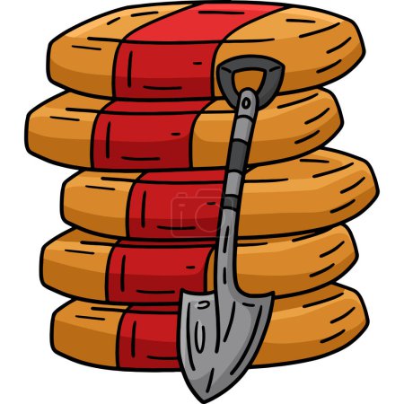 This cartoon clipart shows a Construction Cement and Shovel illustration.