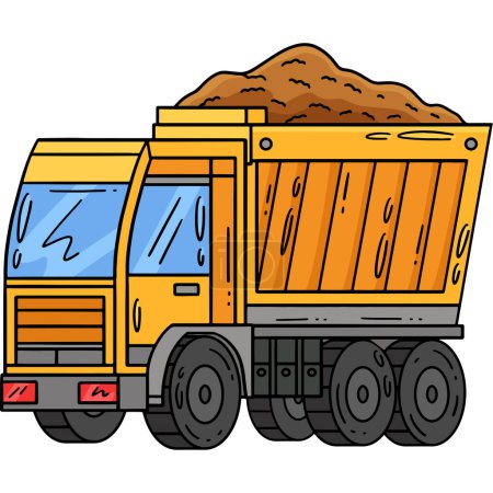 This cartoon clipart shows a Construction Dump Truck illustration.