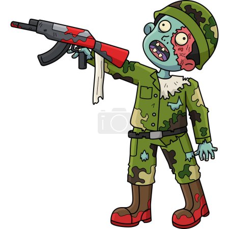 Dieser Cartoon-Clip zeigt eine Illustration eines Zombie-Soldaten.