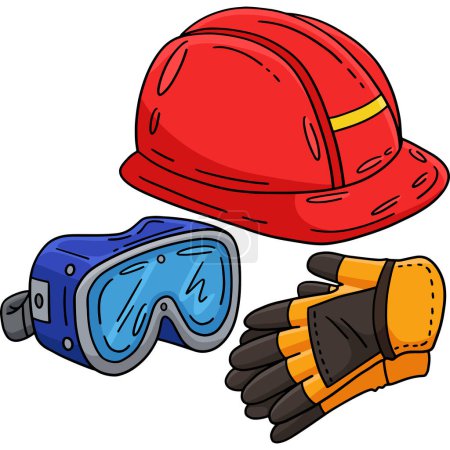 Dieser Cartoon-Clip zeigt eine Illustration für persönliche Schutzausrüstung im Baugewerbe.