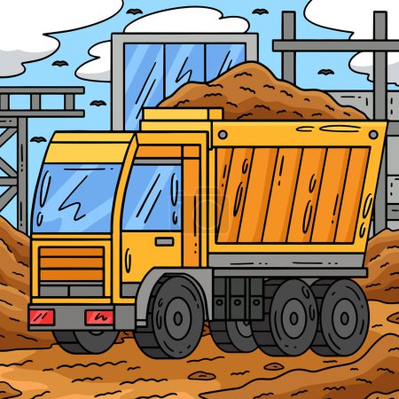 Dieser Cartoon-Clip zeigt eine Illustration eines Bauschuttwagens.