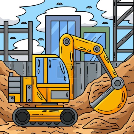 This cartoon clipart shows a Construction Excavator illustration.