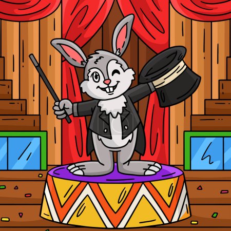 Illustration for This cartoon clipart shows a Circus Magician Rabbit illustration. - Royalty Free Image