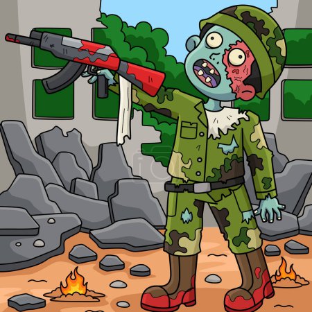 Dieser Cartoon-Clip zeigt eine Illustration eines Zombie-Soldaten