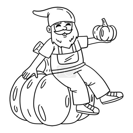 A cute and funny coloring page of a Gnome Sitting on a Pumpkin. Provides hours of coloring fun for children. To color, this page is very easy. Suitable for little kids and toddlers.