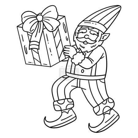 A cute and funny coloring page of a Gnome with Present. Provides hours of coloring fun for children. To color, this page is very easy. Suitable for little kids and toddlers.