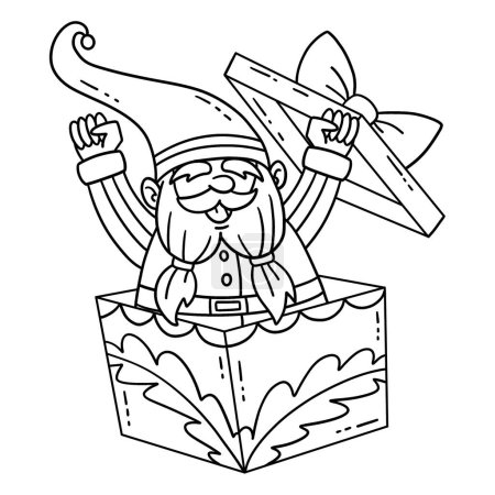 A cute and funny coloring page of a Gnome Popping Out of a Box. Provides hours of coloring fun for children. To color, this page is very easy. Suitable for little kids and toddlers.