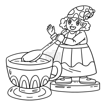 A cute and funny coloring page of a Gnome with a Giant Tea Cup. Provides hours of coloring fun for children. To color, this page is very easy. Suitable for little kids and toddlers.