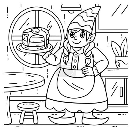 A cute and funny coloring page of a Gnome with Plate of Pancake. Provides hours of coloring fun for children. To color, this page is very easy. Suitable for little kids and toddlers.