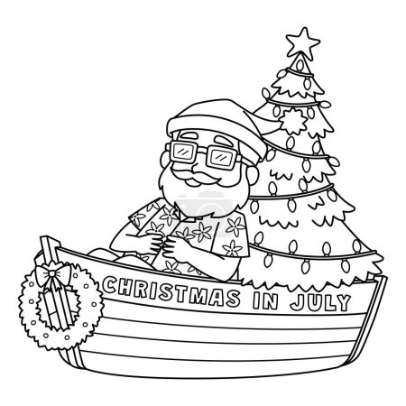 Eine süße und lustige Malseite von Weihnachten im Juli Weihnachtsmann auf einem Boot. Bietet stundenlangen Malspaß für Kinder. Zum Einfärben ist diese Seite sehr einfach. Geeignet für kleine Kinder und Kleinkinder.