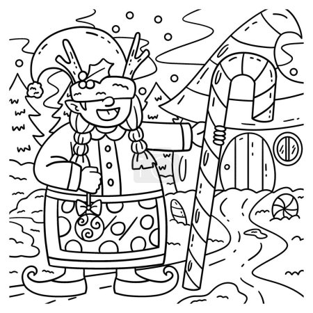 A cute and funny coloring page of a Gnome with Candy Cane. Provides hours of coloring fun for children. To color, this page is very easy. Suitable for little kids and toddlers.