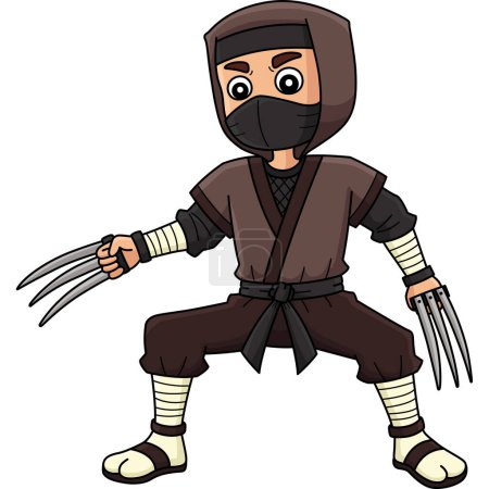 This cartoon clipart shows a Ninja with Claws illustration. 