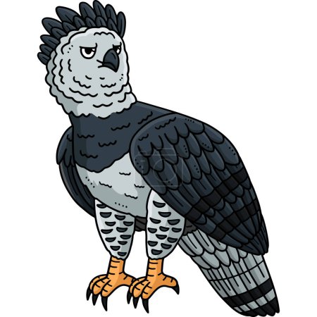 This cartoon clipart shows a Harpy Eagle Bird illustration.