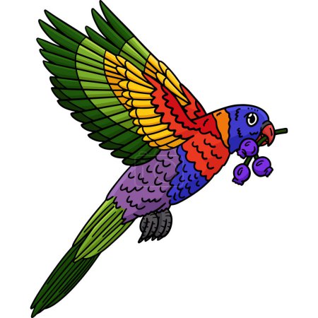 This cartoon clipart shows a Loriini Bird illustration.