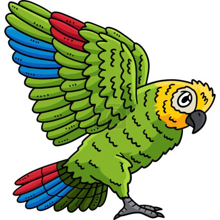 Dieser Cartoon-Clip zeigt eine Amazon Papageienvogel-Illustration.