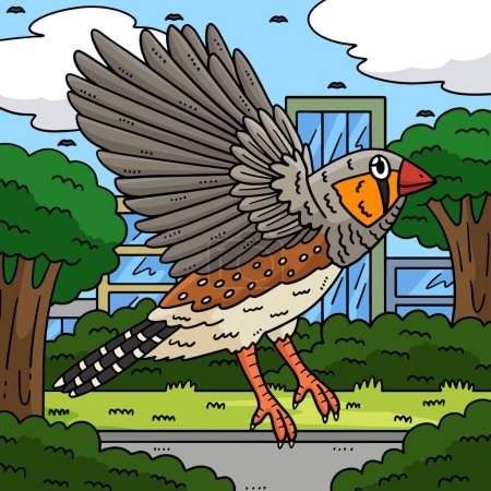 This cartoon clipart shows a Finch Bird illustration.
