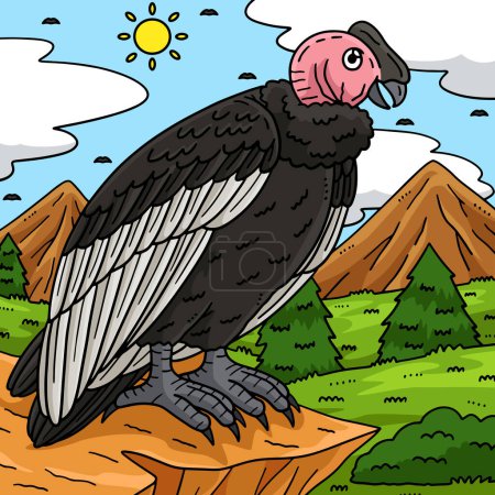 Ce clipart de bande dessinée montre une illustration d'oiseau Condor andin.