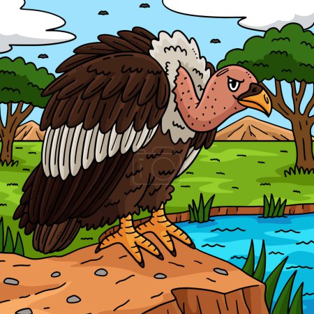 This cartoon clipart shows a Vulture Bird illustration.