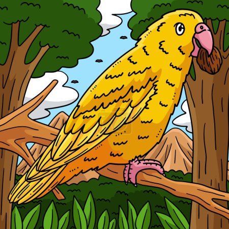 Este clipart de dibujos animados muestra una ilustración de pájaro loro.