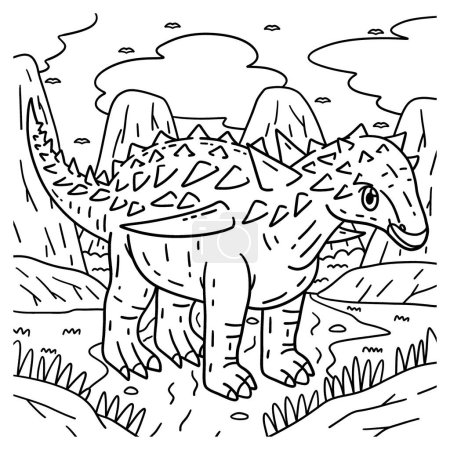 A cute and funny coloring page of a Borealopelta Dinosaur. Provides hours of coloring fun for children. To color, this page is very easy. Suitable for little kids and toddlers.