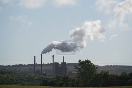 Photo for Industrial factory, smoke and chimneys - Royalty Free Image