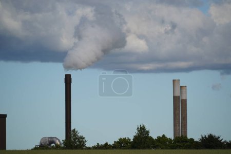 Photo for Industrial factory, smoke and chimney - Royalty Free Image