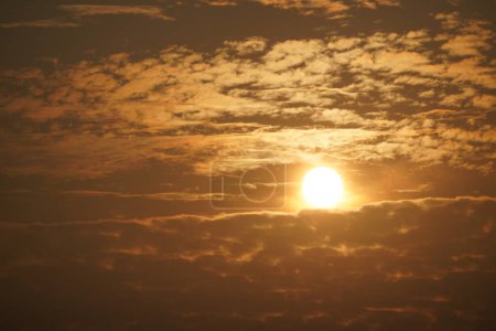 Photo for Beautiful sunset in orange sky with clouds - Royalty Free Image