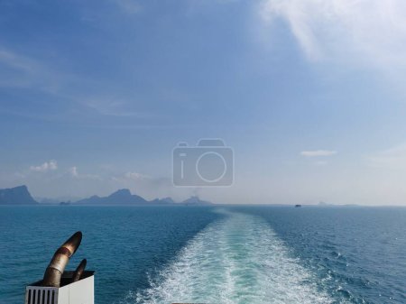 Photo for Beautiful waves in the back of large ship engine - Royalty Free Image