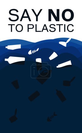 Illustration for Ecological problem. Planet Earth is full of rubbish. Save the planet. Earth Day. Restoration of the ecology of the planet. Garbage in the ocean. Water pollution. plastic in water. Waste in the ocean - Royalty Free Image