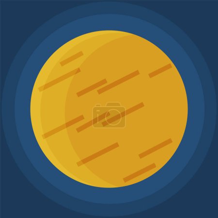 Téléchargez les illustrations : Cartoon fantastique planète jaune sur fond d'espace bleu foncé. Objet cosmique élément astronomique du système solaire. Élément de jeu spatial objets vectoriels forme ronde. Corps céleste en orbite autour d'une étoile - en licence libre de droit