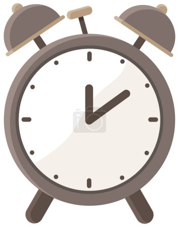 Illustration for Metal alarm clocks. Time indicator vector illustration. Clock with arrows and timestamps. Cartoon decoration icon. Element of interior design of room for sleeping. Equipment to wake up in morning - Royalty Free Image