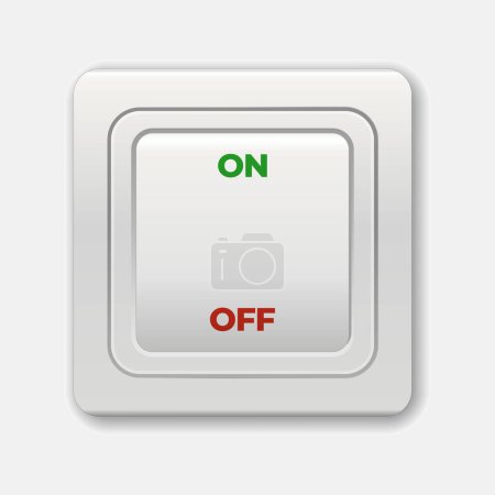 Illustration for Light and dark buttons. Light switch. Electric switch in ON and OFF position. Switches for light. Realistic toggle switches in on and off positions. Electric light switch icon with one button - Royalty Free Image