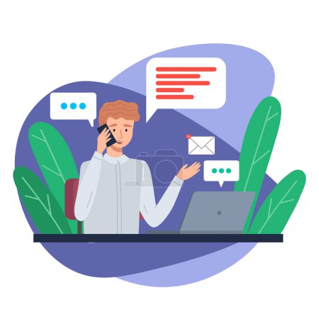 Illustration for Office workers. Vector illustration. Office workers communicate effectively to streamline workflow Office work requires attention to detail and organizational skills A worker employee demonstrates - Royalty Free Image
