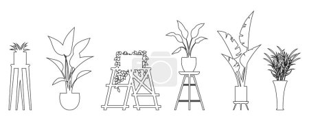 Illustration for Flower pot. Vector illustration. The flowering plants in garden create colorful and lively ambiance The garden is sanctuary for variety flora and fauna The blossoming flowers signify arrival spring - Royalty Free Image