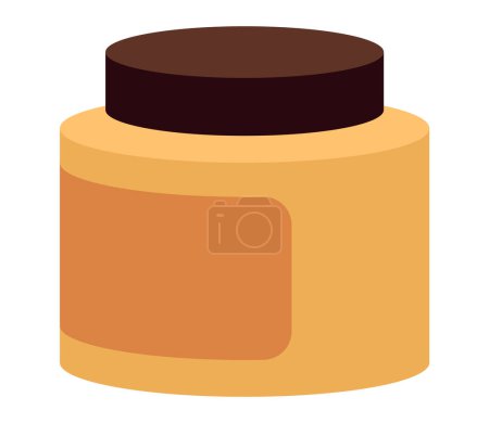 Ilustración de Tarro de plástico brillante naranja con tapa negra acanalada para productos secos. Plantilla de maqueta de embalaje realista. Contenedor de almacenamiento para productos a granel. Frasco vacío con tapa aislada sobre fondo blanco - Imagen libre de derechos