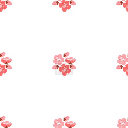Ilustración de Sakura patrón de ilustración vectorial. El infinito encanto de fondo sin costuras cautivó la mirada, invitando a la contemplación y reflexión Las flores de sakura florecientes continuas representaban un ciclo atemporal - Imagen libre de derechos