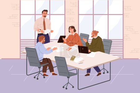 Illustration for Office people worker. Vector illustration. People in office rely on collective efforts their coworkers to accomplish tasks Office workers play crucial role in driving business forward - Royalty Free Image