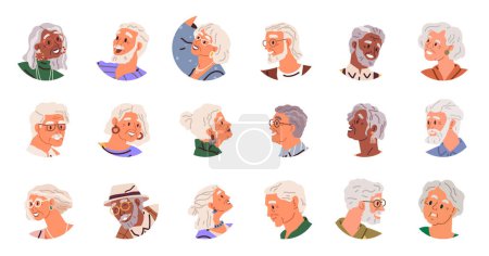 Illustration for Elderly people vector illustration. Social connections and relationships are vital for well being elderly individuals Human connections and interactions are essential for elderly populations mental - Royalty Free Image