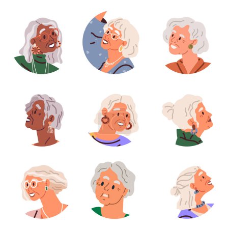 Illustration for Elderly people vector illustration. Active engagement in physical and mental activities is beneficial for elderly Activity and involvement contribute to healthy aging for older individuals Aging - Royalty Free Image