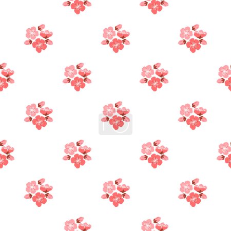 Illustration for Sakura pattern vector illustration. The decorative elements incorporated repetitive sakura motifs, adding touch elegance and sophistication The seamless design showcased intricate patterns - Royalty Free Image