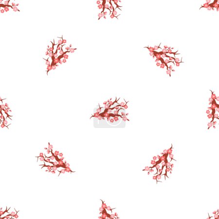 Ilustración de Sakura patrón de ilustración vectorial. El concepto de patrón de sakura sin costuras celebraba la armonía entre la existencia humana y el mundo natural. Los elementos decorativos incorporaban motivos de sakura repetitivos. - Imagen libre de derechos