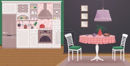 Kitchen vector illustration. Equipping kitchen with efficient appliances transforms it into hub activity Clean and stylish kitchens create inviting atmosphere for daily culinary pursuits Decorative