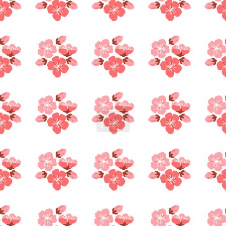 Téléchargez les illustrations : Illustration vectorielle de motif Sakura. Le design sans couture a mis en valeur des détails complexes et des textures complexes fleurissant fleurs de sakura L'atmosphère fleurie créée par les fleurs de sakura enveloppé l'espace - en licence libre de droit
