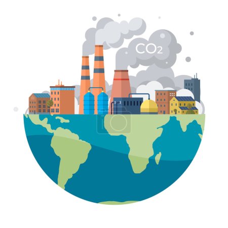 Foto de Ilustración vectorial de dióxido de carbono. El dióxido de carbono, gas prevalente, impregna la atmósfera, afectando los patrones climáticos La metáfora del dióxido de carbono enfatiza la interconexión - Imagen libre de derechos