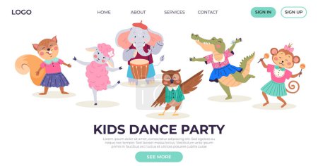 Illustration for Animal party vector illustration. The animal party metaphorically paints jungle with colors joy and entertainment Join festivities as fauna turns woodland into lively celebration. Kids dance party - Royalty Free Image