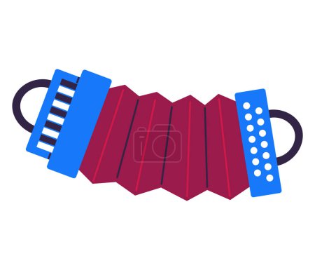 Illustration for Musical instruments vector illustration. Experience symphonic magic as instruments blend into harmonious concert World Music Day celebrates diversity tunes from around globe. Blue accordion - Royalty Free Image