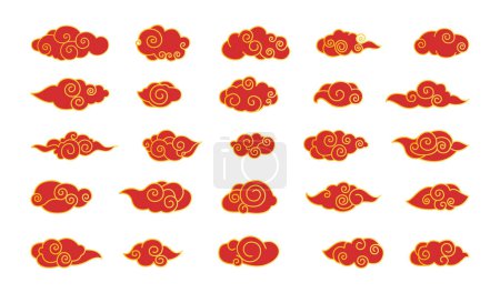 Illustration for Chinese clouds vector illustration. Ornate patterns tell tales Chinas vintage charm in cloudy sky East Asian culture finds expression in zen-like beauty Chinese clouds Chinese clouds conceptually - Royalty Free Image