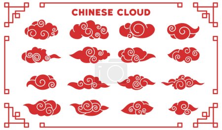 Illustration for Chinese clouds vector illustration. Vintage ornamentation reflects enduring charm Chinese clouds in sky Chinas cloudscape weaves tale tradition and beauty cloudy skies East Asian culture embraces - Royalty Free Image