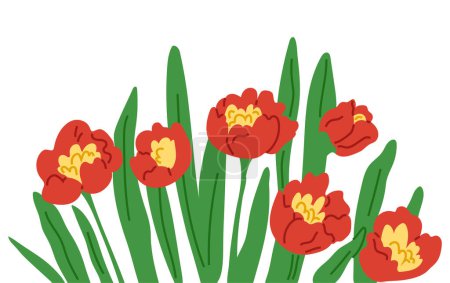 Illustration for Spring flower vector illustration. The floral arrangements captured essence springs natural charm The blooming flowers symbolized awakening nature in spring The botanical garden was haven tranquility - Royalty Free Image