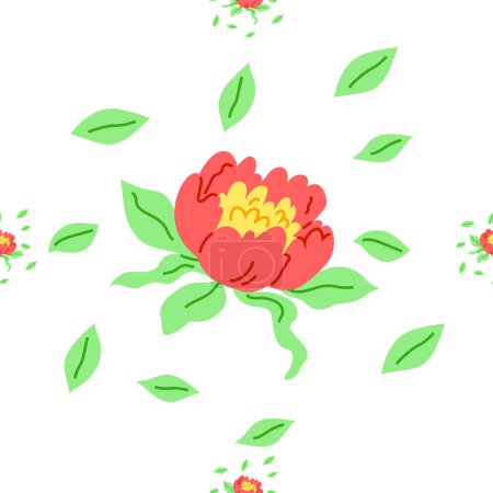 Téléchargez les illustrations : Illustration vectorielle motif fleur. Le fond d'écran à thème botanique a apporté la beauté de la nature à l'intérieur Le motif répété sur le tissu ajouté intérêt visuel et profondeur Les rideaux à motifs de fleurs ajouté touche - en licence libre de droit